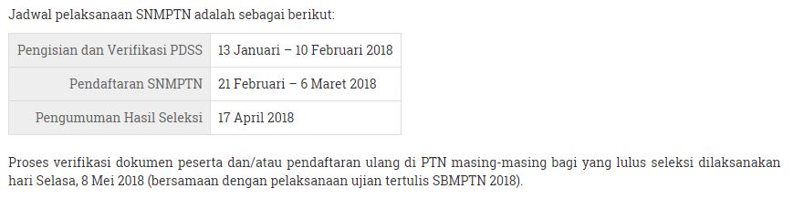 Jadwal SNMPTN 2018