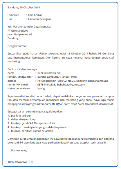 Mengapa surat lamaran pekerjaan dikategorikan sebagai surat pribadi dan surat resmi