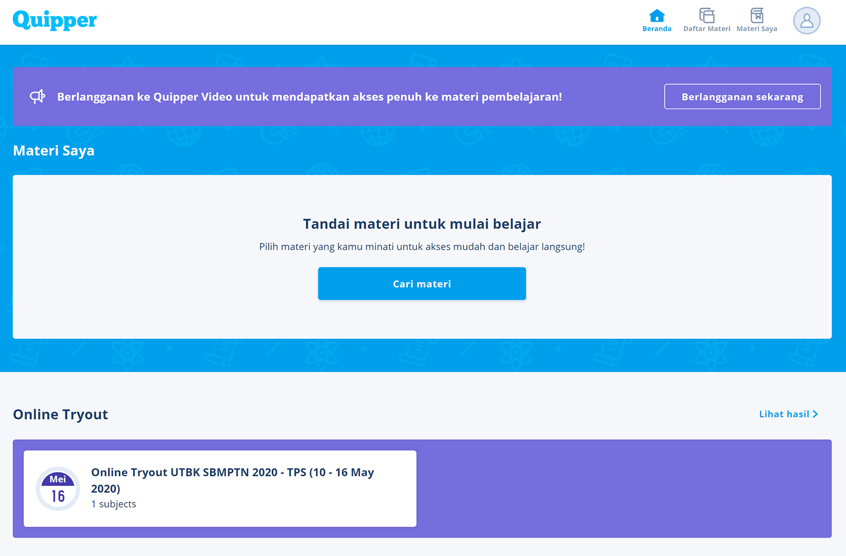 Tryout online UTBK TPS gratis dari Quipper