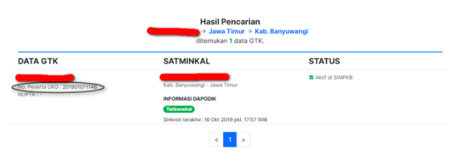 hasil pencarian data gtk