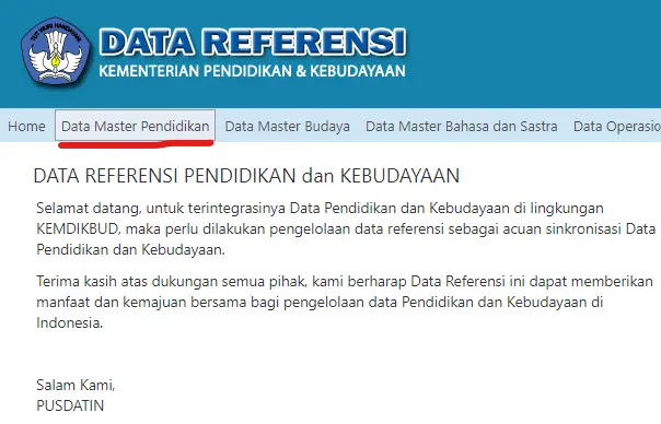 data master pendidikan