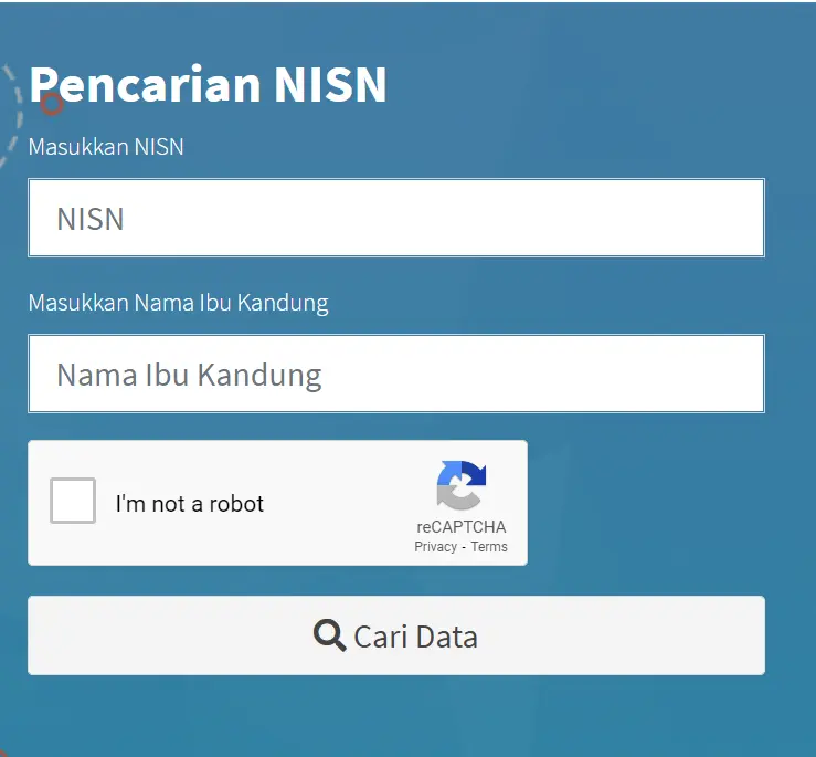 isi data tiap kolom pencarian nisn