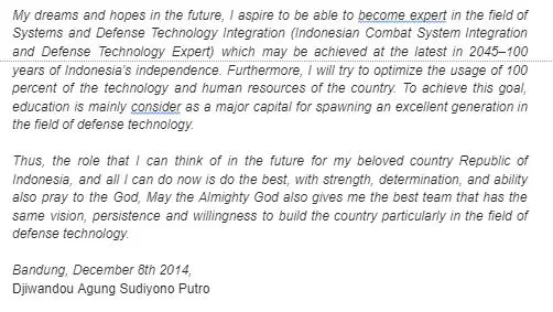 Contoh Motivation Letter Beasiswa bagian penutup