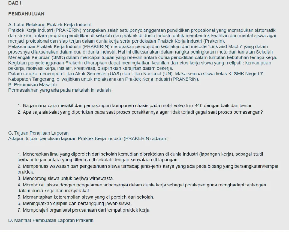 pendahuluan laporan prakerin smk