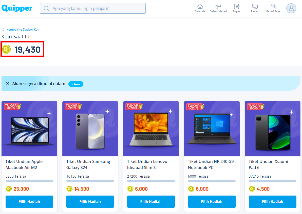 Pastikan koin kamu cukup untuk ditukar tiket undian